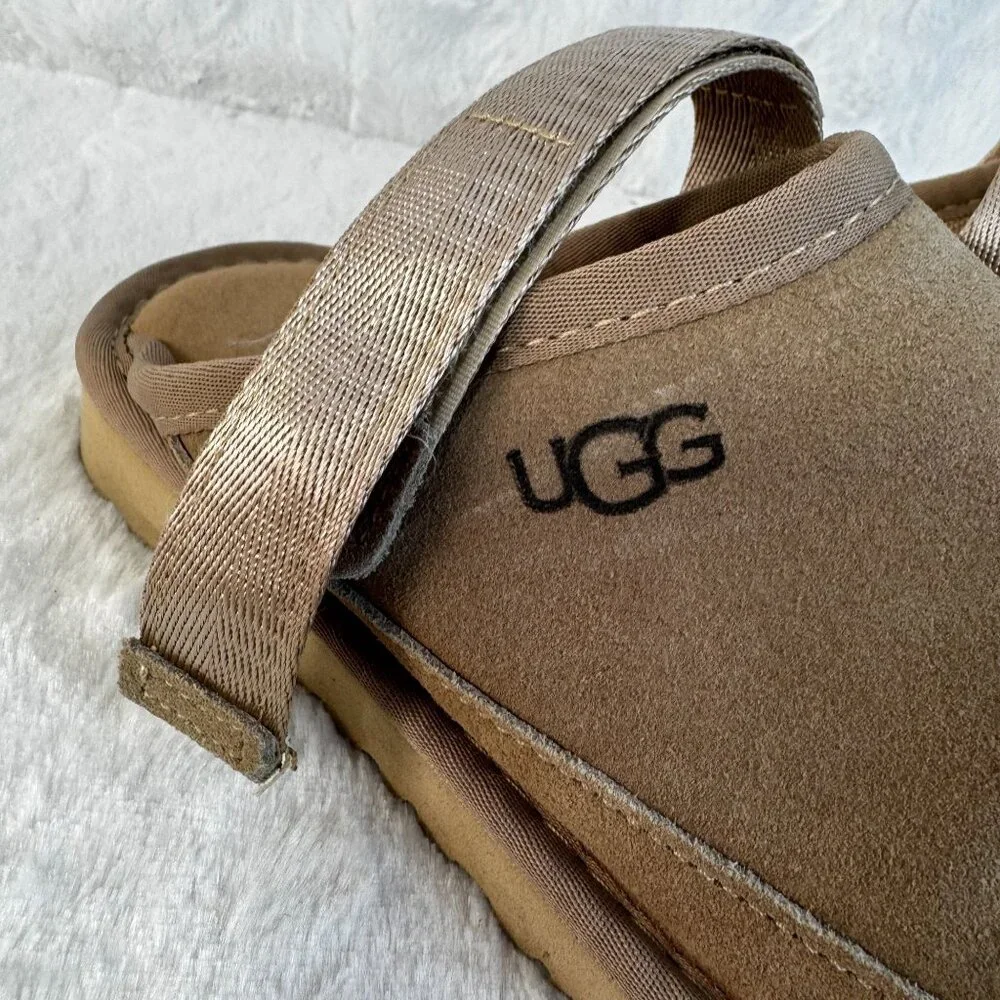 UGG Suede Slingback Slip-On Adjustable Strap Clogs Size 7 Beige Goldenstar Sand - Picture 4 of 8